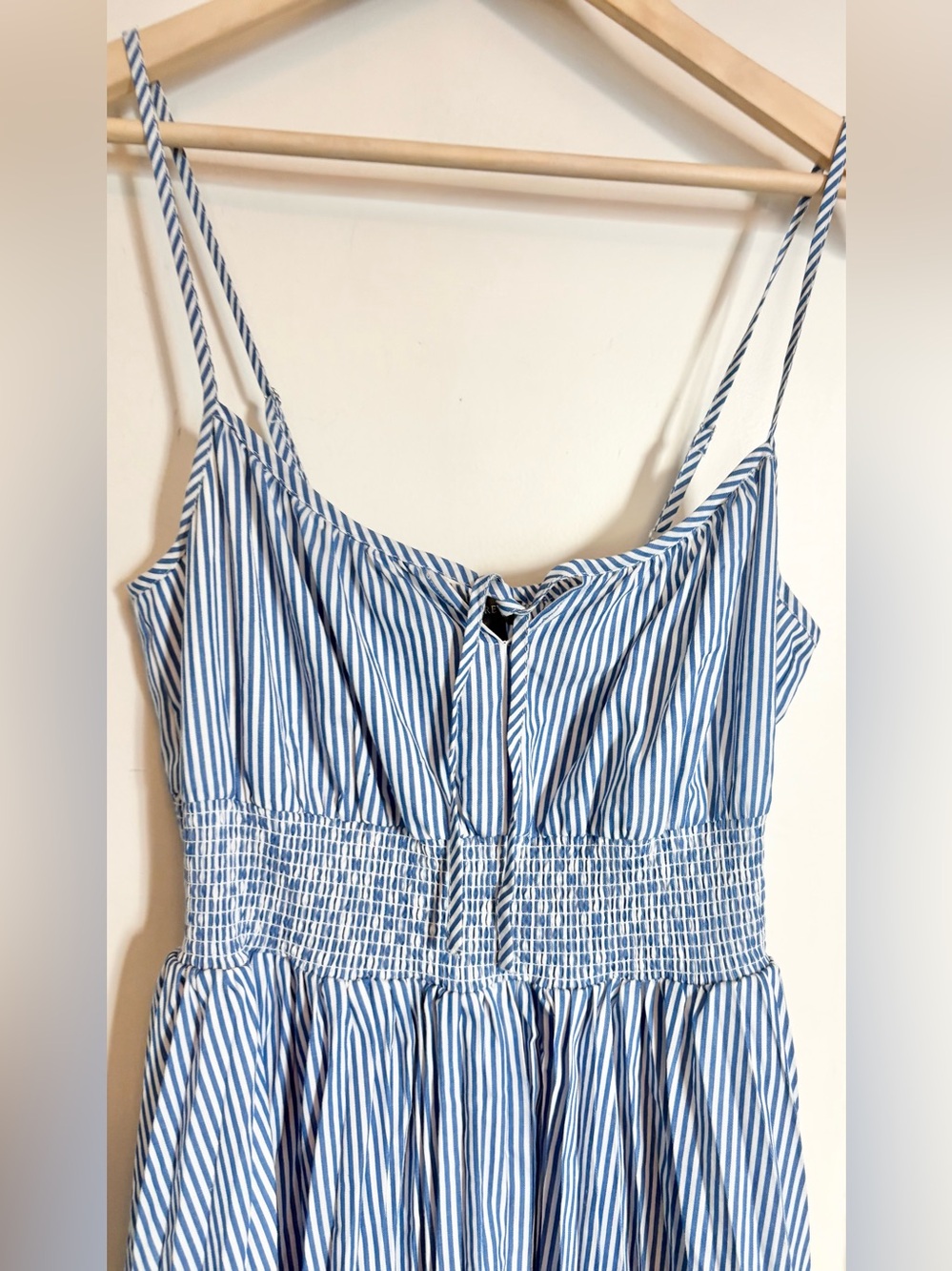 J. Crew Blue and White Striped Smocked Maxi Dress - Picture 4 of 5